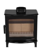 A black wood burning stove, a black enamel finish stove, eco design stove and high efficiency stove