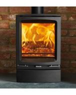A black wood burning stove, a mid sized stove to suit a contemporary modern interior, an ecodesign stove