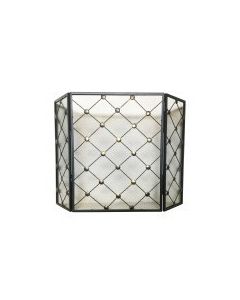 Black Embossed with Gold Diamond Pattern Firescreen