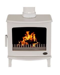 An cream wood burning stove, a cream enamel finish stove, eco design stove and high efficiency stove