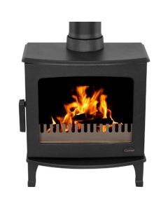 A black wood burning stove, a matt black finish stove, eco design stove and high efficiency stove