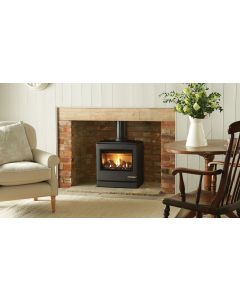 A Matt Black Contemporary styled Gas Stove, with clean lines and log effect fuel bed. A high efficiency Gas Log Burner.