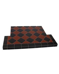 Diamond Black / Red Quarry Tiled Hearth with Tongue 54"x15"