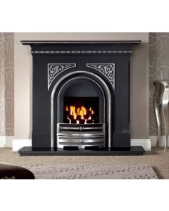 Pembroke Highlight Polished Cast Iron Fireplace with Back