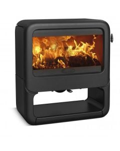 A contemporary and stylish log burner and integrated wood store. A modern wood burning stove.