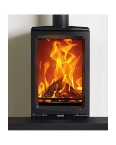 Vogue Midi Tall Black Eco Wood Burning Stove with Cast Iron Top